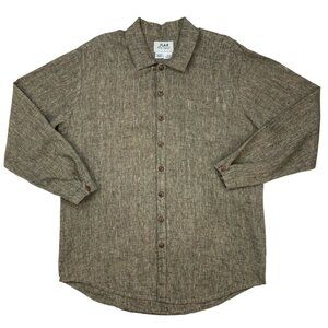 Flax Mens Linen Button Front Shirt S Long Sleeve